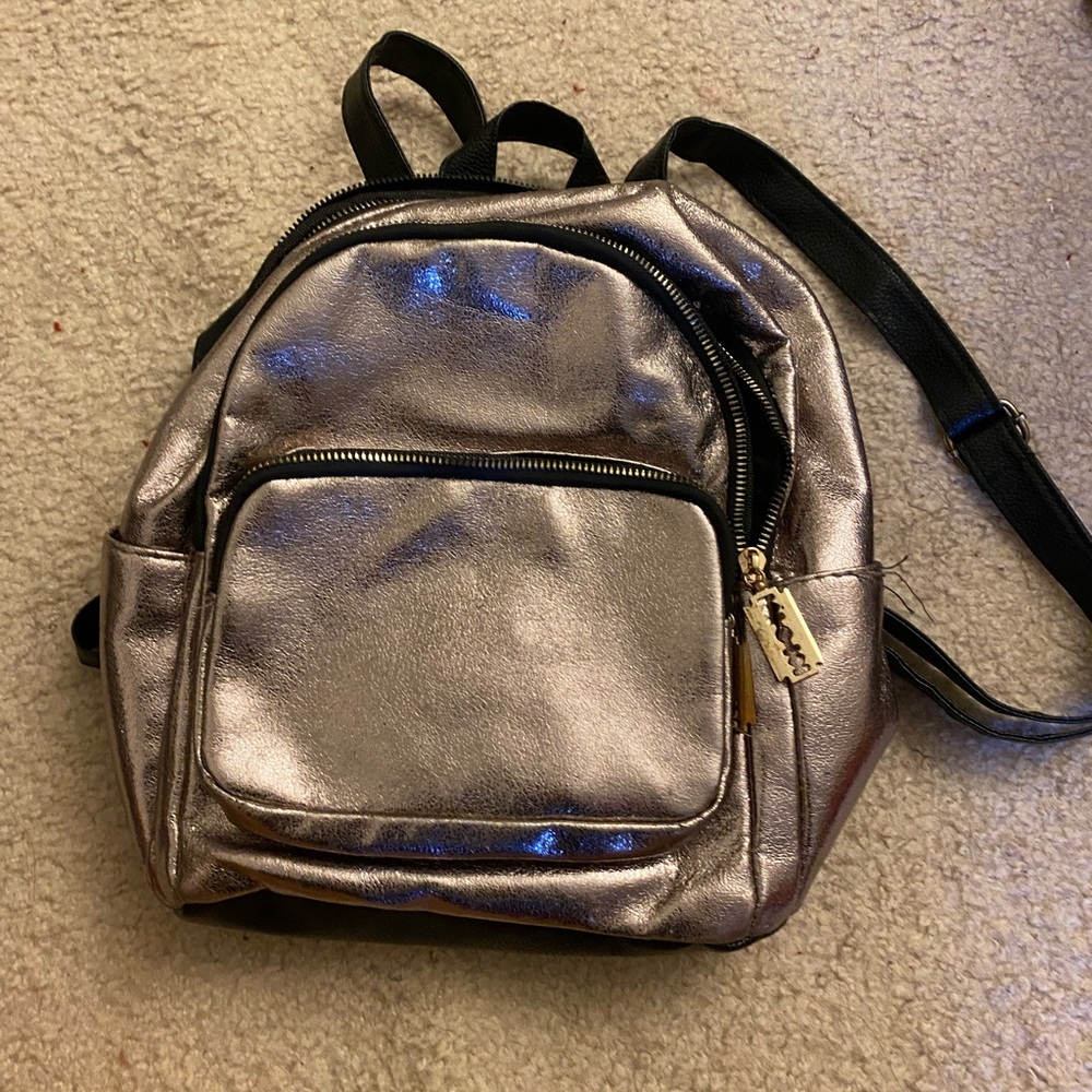 Silver/ Metallic Mini Backpack - Picture 3 of 7